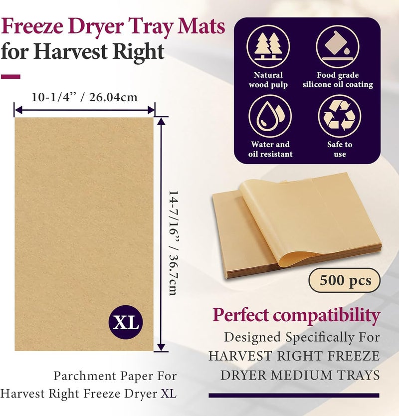 chaseroad 500 Packs Freeze Dryer Tray Mats For Harvest Right Freeze Dryer Accessories for Extra Large Trays, Parchment Sheets, Freeze Dryer Tray Mats for Harvest Right - Image 2